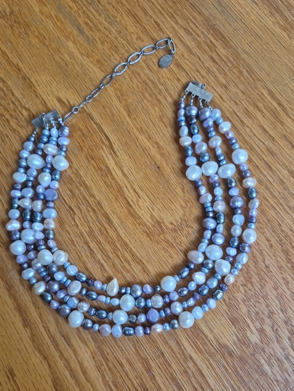 Multi-Strand Lavender and Pearl Beaded Necklace By MICHAL GOLAN